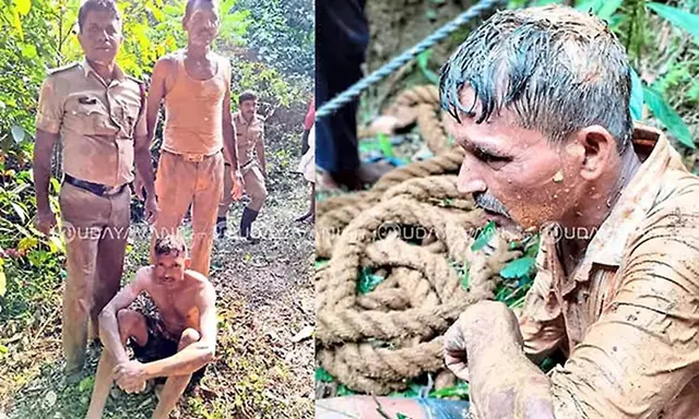 Karkala: Man rescued after falling into 30-foot well and slipping into ...