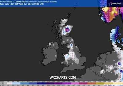 Snow forecast maps show 17 UK cities buried as 38 inch blizzard hits ...