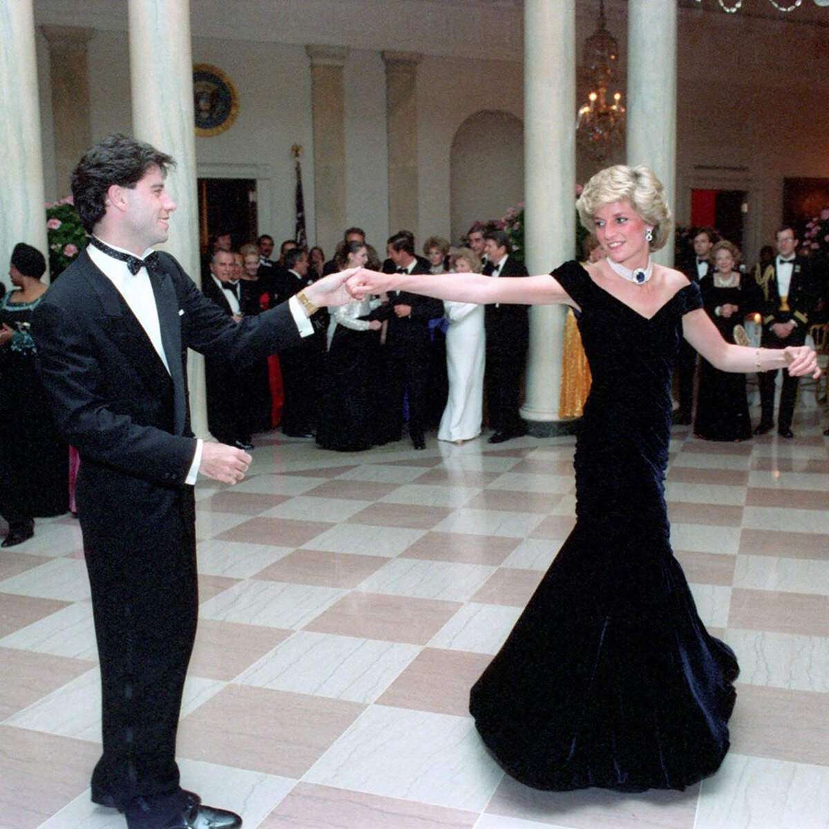 strapless open back dress Princess Diana Inspired Dark Navy Blue Lace Velvet Celebrity Evening D   LausenCrafts