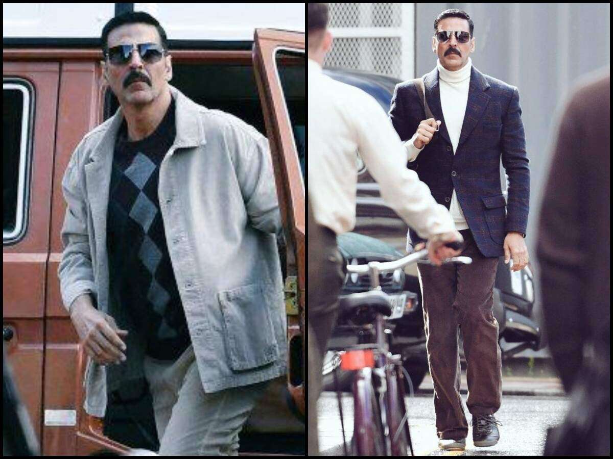 Bell Bottom Akshay Kumar S Retro Look Goes Viral From The Sets As He Starts Shooting In Scotland See Pictures Hindi Movie News Times Of India akshay kumar s retro look goes viral